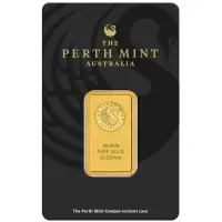  20 Gram Minuted Perth Mint 99.99% Pure Gold Bullion Bar 99.99%