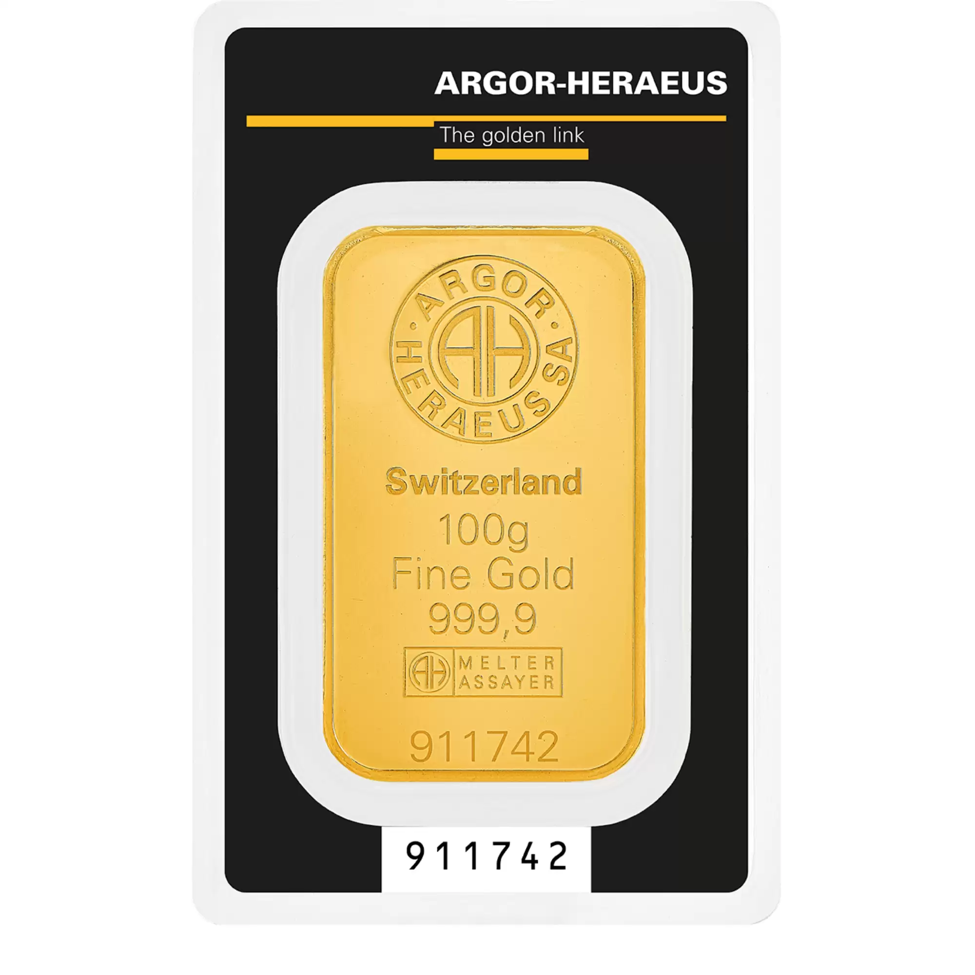 100g Argor-Heraeus Minted Gold Bar