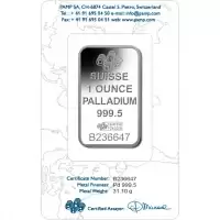 Platinum & Palladium 1oz PAMP Minted Bar Palladium