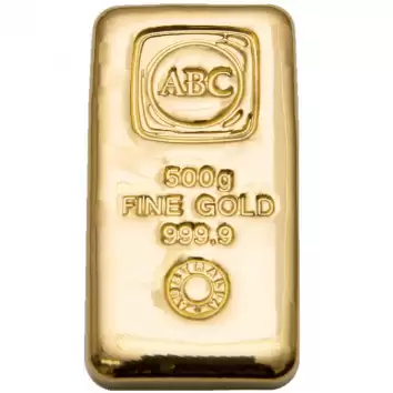 500g ABC Cast Gold Bar 9999 Purity