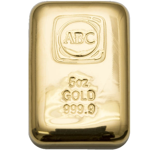 Gold Bullion Bars 5oz ABC Cast Gold Bar 9999 Purity