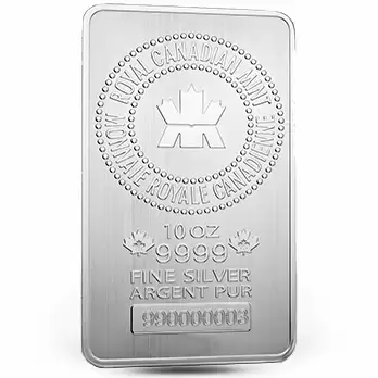 Silver Bullion Bars 10oz Royal Canadian Mint 9999 Bullion Silver Bar
