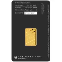  5 Gram Perth Mint Kangaroo Gold Minted Bar