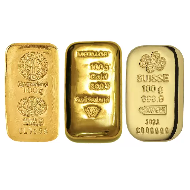 100g 9999 Purity Low Cost Gold Bullion Bar